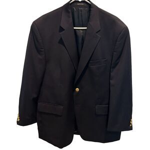 Lauren Ralph Lauren Men's Wool Blazer Sport Coat Black 44‎ Short Gold Buttons